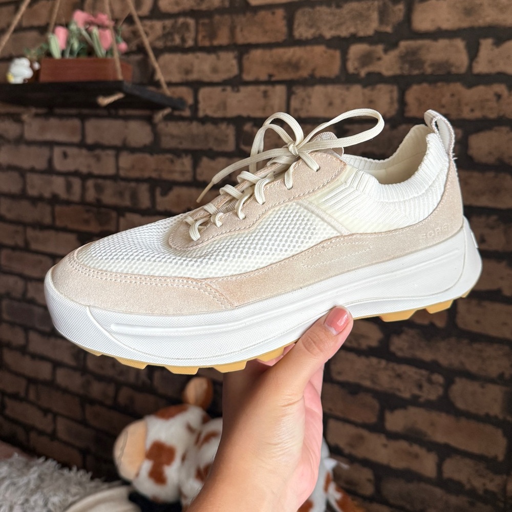 Sorel Ona 503 Lace-Up Mesh Suede Cream White Chunky Sneakers size 10 Gorpcore